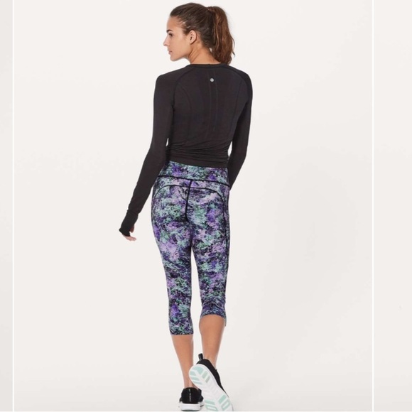 Lululemon - Fast & Free Crop II Nulux 19" - Vivid Vision Multi Black - Size 4 - Picture 2 of 12